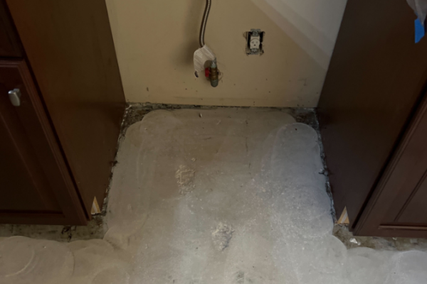 kitchen refrigerator area tile removal dust free
